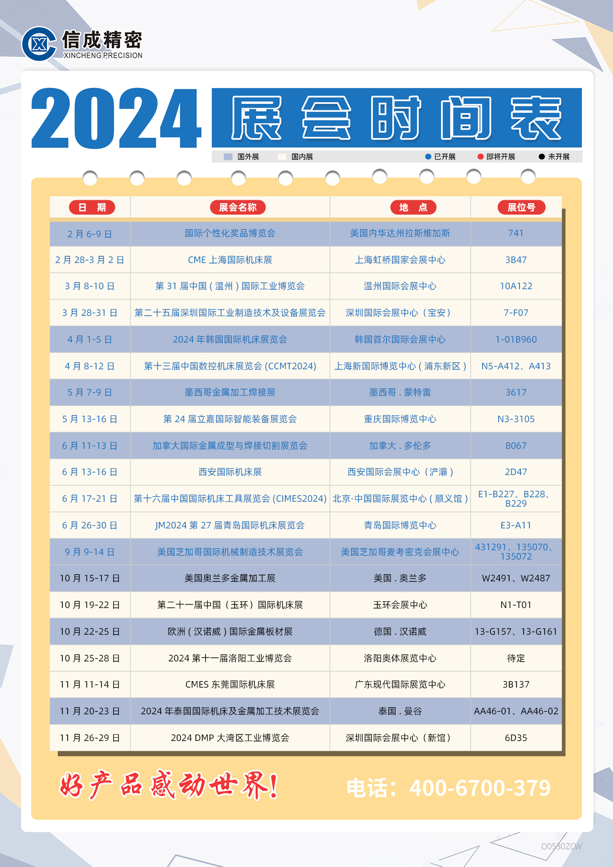 洛陽信成2024年下半年展會(huì)安排時(shí)間表
